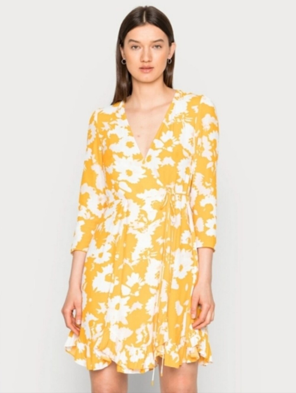 Samsoe Samsoe Janine Dress Yellow Radiant Sunflower Wrap Dress Ruffle Large